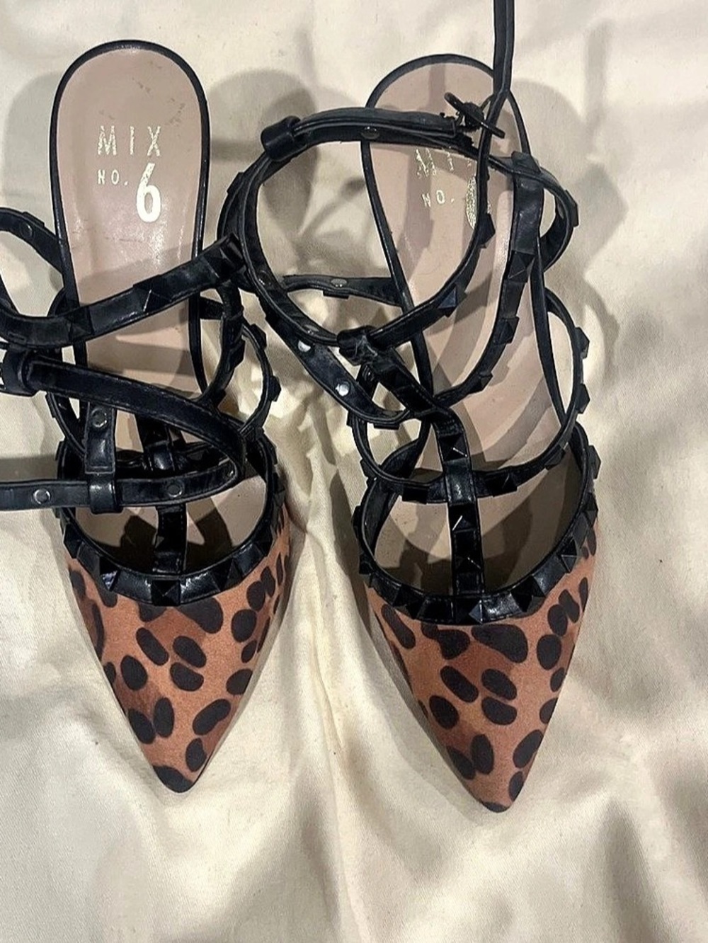 Mix No. 6 Leopard Pointed-Toe Heels Brown & Black 7.5